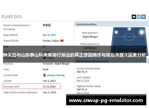 钟义浩与山东泰山队关系渐行渐远的真正原因揭示与背后深层次因素分析