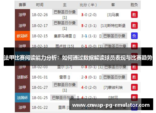 法甲比赛阅读能力分析：如何通过数据解读球员表现与比赛趋势