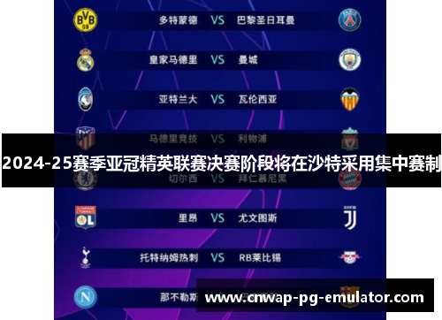 2024-25赛季亚冠精英联赛决赛阶段将在沙特采用集中赛制 2024-25赛季亚冠精英联赛决赛阶段将在沙特采用集中赛制